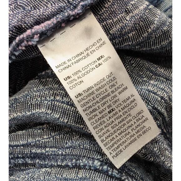 Chico's 2 Jacket Indigo Blue Zebra Stripe Textured Elongated Misses Size L - Picture 6 of 6